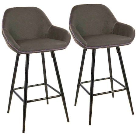 Clubhouse Counter Stool And Black And Grey Faux Leather, PK 2